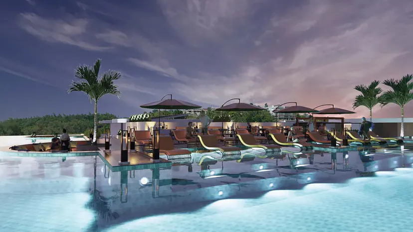 Wekata 3 — Rooftop swimming pool. Architectural visualization.