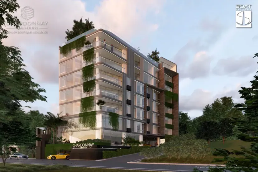 Chardonnay Nai Harn — Facade at dusk