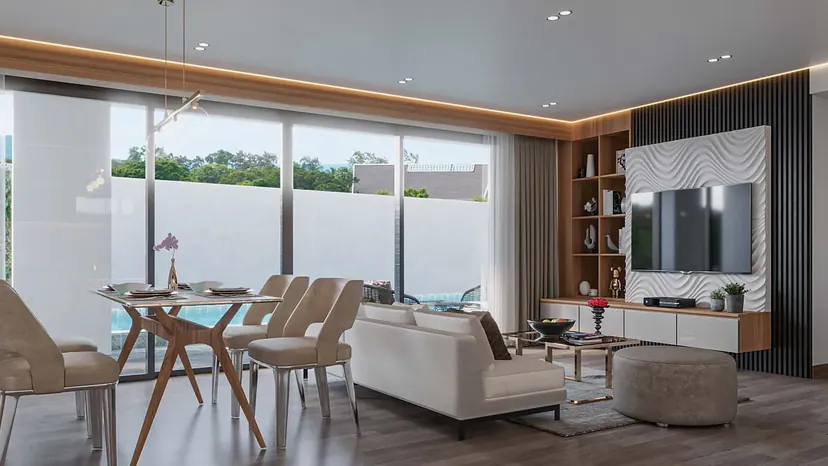 Wekata 3 — Apartment living room. Architectural visualization.